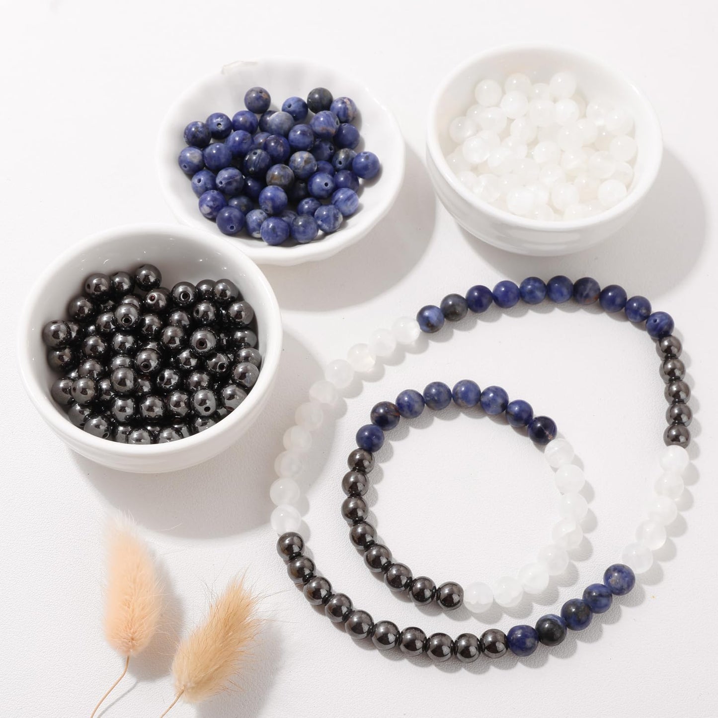 Risyfjew 100PCS 8mm Natural Hematite Beads Gemstone Round Loose Beads for Jewelry Making Chakra Crystal Stone Beads for Bracelets Necklace Earrings Making Supplies (100pcs/Strand)