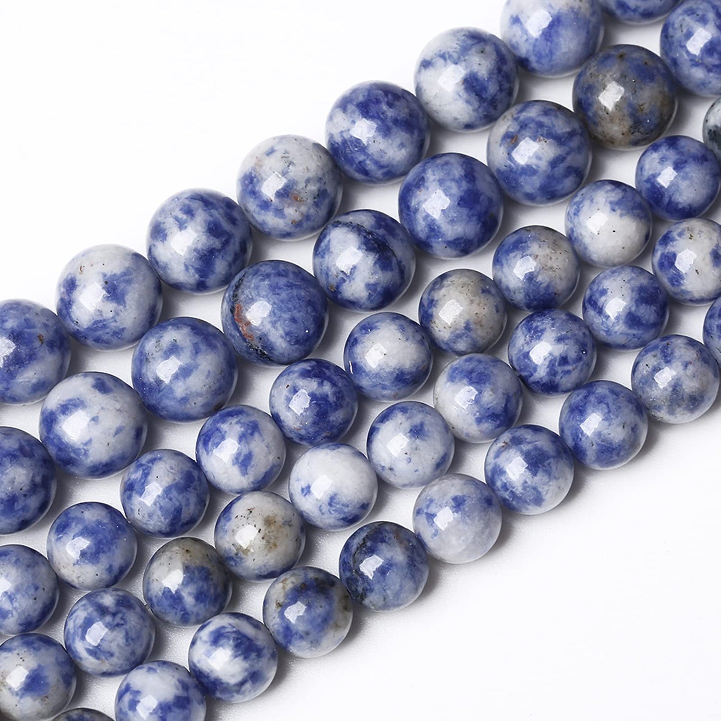 45PCS 8mm Natural Sodalite Beads Round Loose Stone Beads for Jewelry Making DIY Energy Stone Healing Power Bracelet 15"