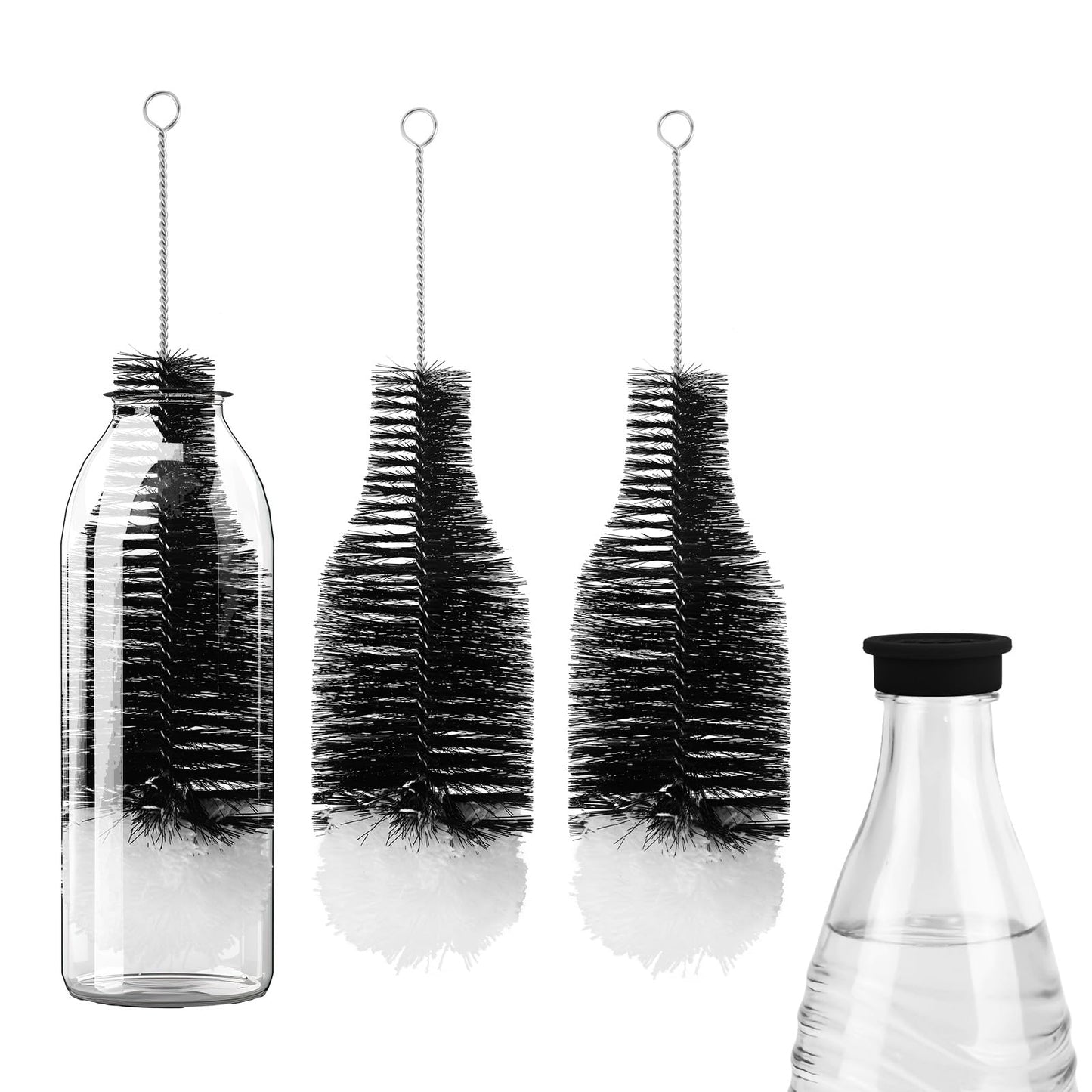 2pcs Bottle Brush for SodaStream, Cleaning Brush with Soft Anti-Scratch Bristles Soda Bottle Cleaner Washing Tool Home Kitchen Use