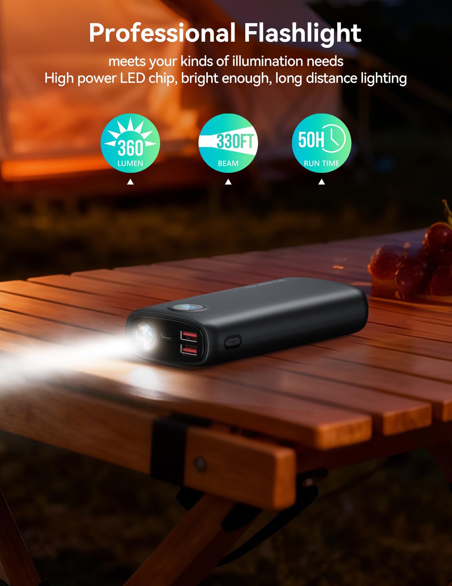 Portable Charger, 30000mAh Power Bank 30W USB C Fast Charging, Travel Essentials Battery Pack with 3W Flashlight & LED Display, External Battery for iPhone 17/16/15, Galaxy S25, LG, Tablets, Black