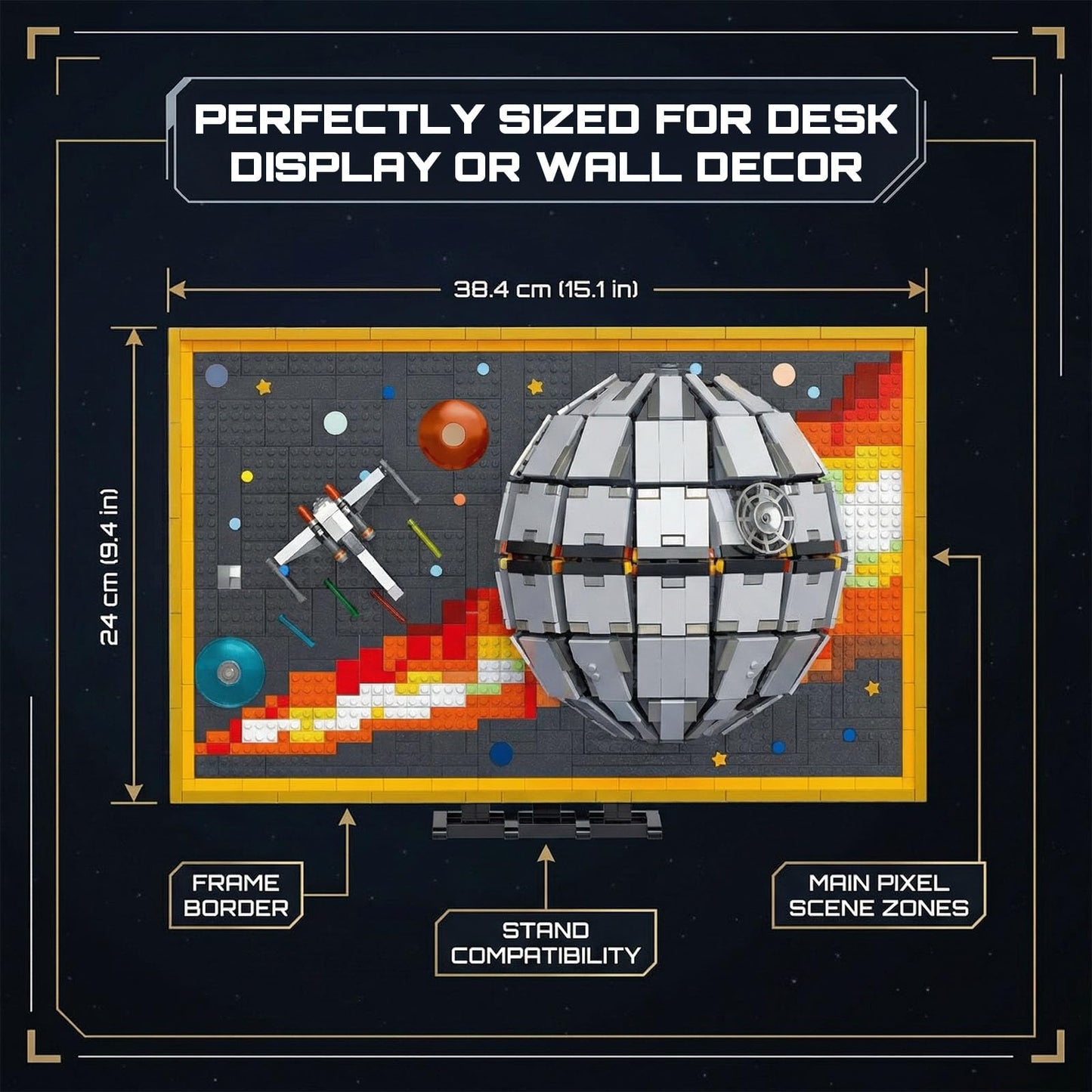 APENGBAOL Oblivion Star 3D Building Block Wall Art Set, 1566 PCS Mini Bricks Space Planet Model with Display Stand, Creative DIY Decor for Adults, Galaxy Inspired Construction Kit