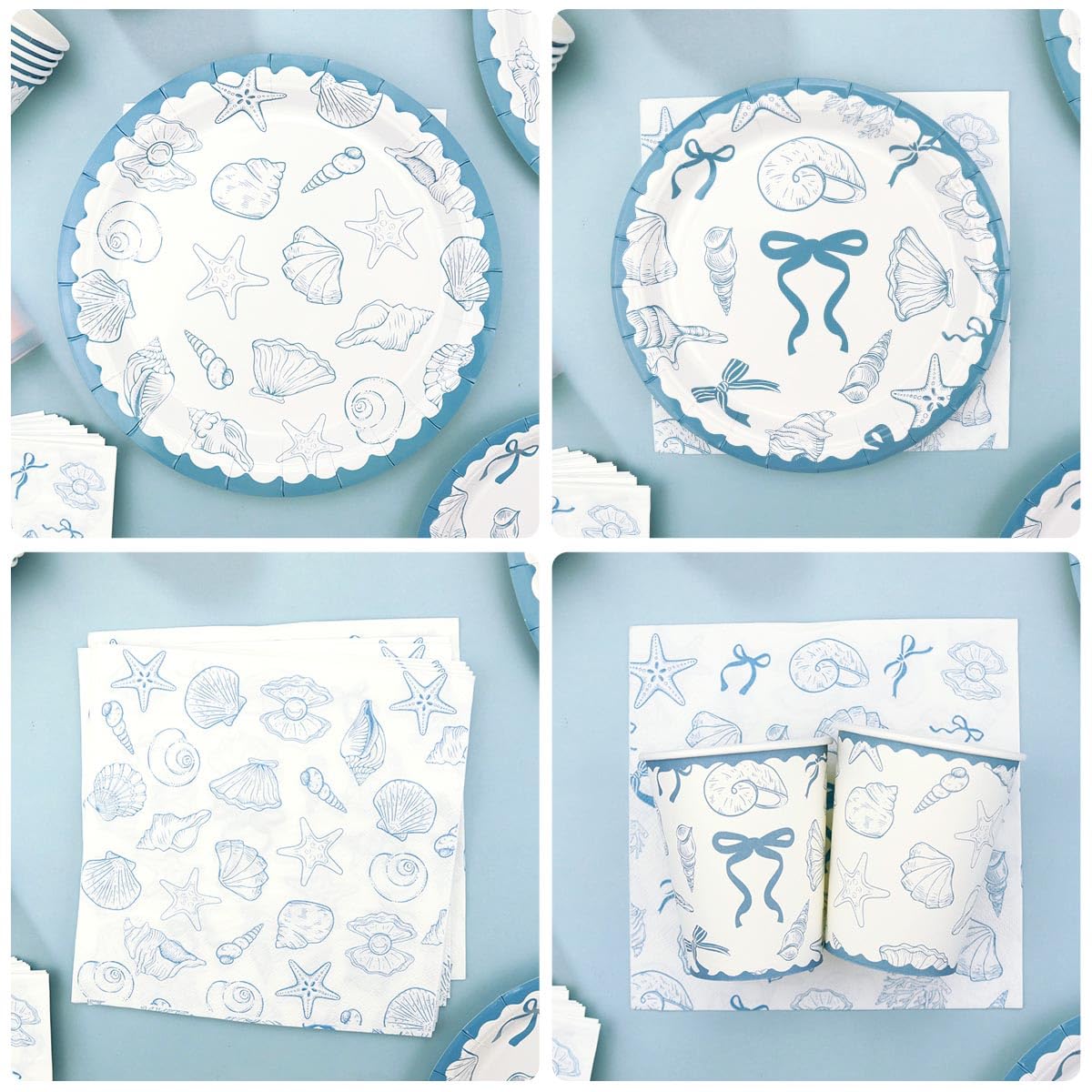 Seashell Birthday Party Decorations-20 Guests-Coastal Birthday Decorations Includes Plates Cups Napkins Tablecloth Backdrop Balloons Cake Topper Tableware for The Summer I Turned Pretty Party Decor