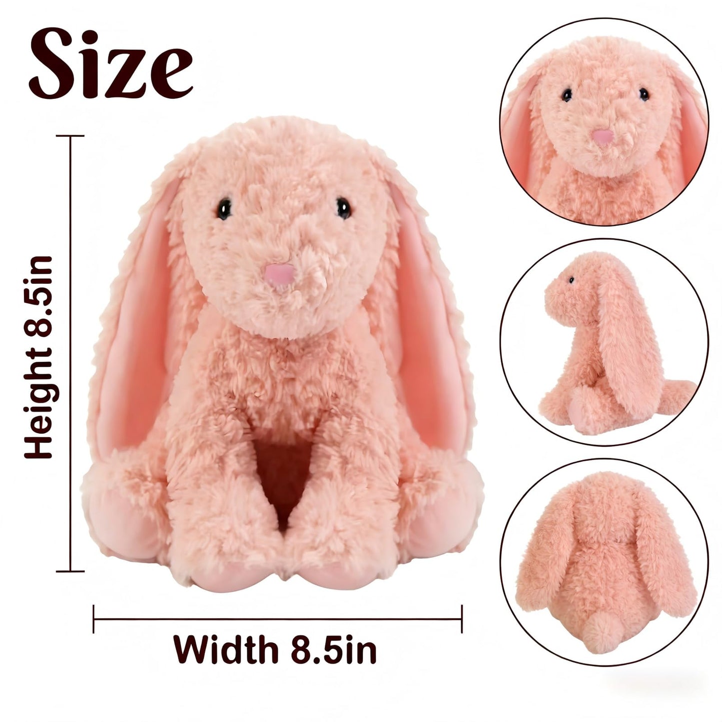 OROZCOR Bunny Stuffed Animal, Cute Fluffy Bunny Plush Toy 8.5in,Cute Bunny Rabbit Stuffed Animal with Fluffy Soft Ears Easter Gifts for Kids Baby Girls (Red Rabbit)