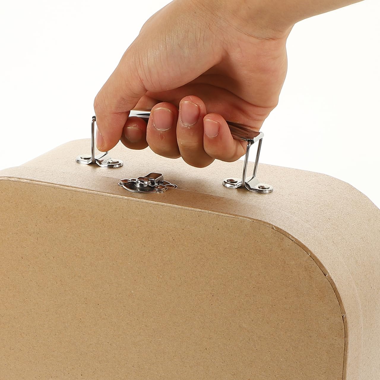 Amosfun Kraft Paper Suitcase 10.03X7.48X3.93 Inch Portable Gift Packaging Box with Handle Multi-Functional Jewelry Storage Organizer for Wedding and Home Decor