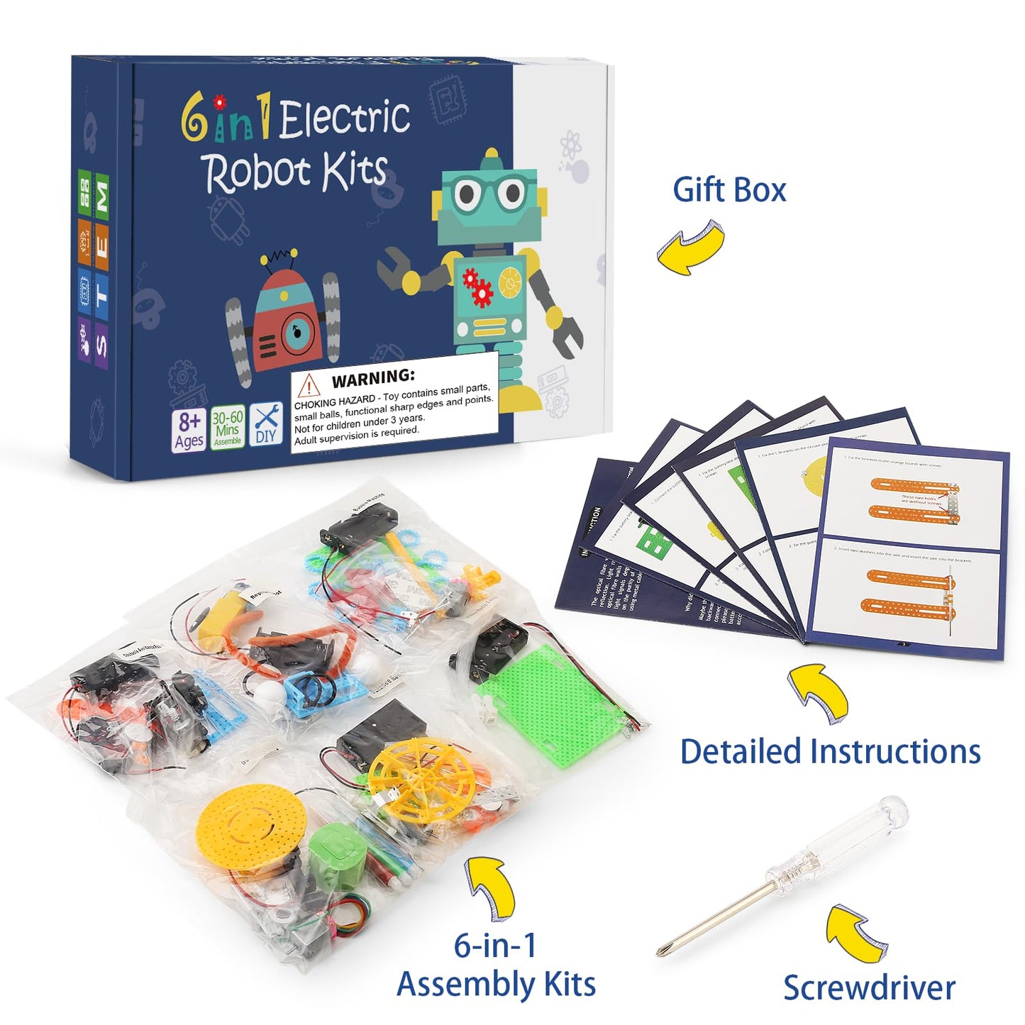 STEM Robotics Kits for Kids Science Kits Ages 8-10 8-12, Build A Engineering Robot Building Toys Science Experiments Projects, STEM Toys Activities for Boys Girls Age 8-12