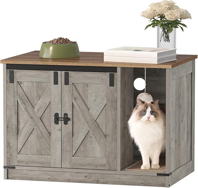 Hzuaneri Cat Litter Box Enclosure, Hidden Litter Box Cabinet Furniture