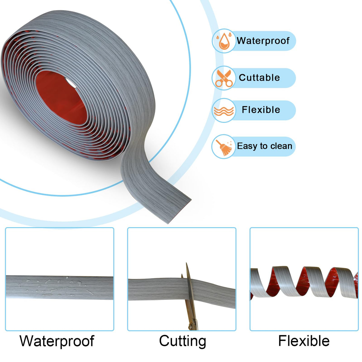 Floor Door Flat Transition Strip & Self Adhesive Floor Vinyl Floor Edge Trim Laminate Floor Gap Covering Joining Strip (236 Foot)