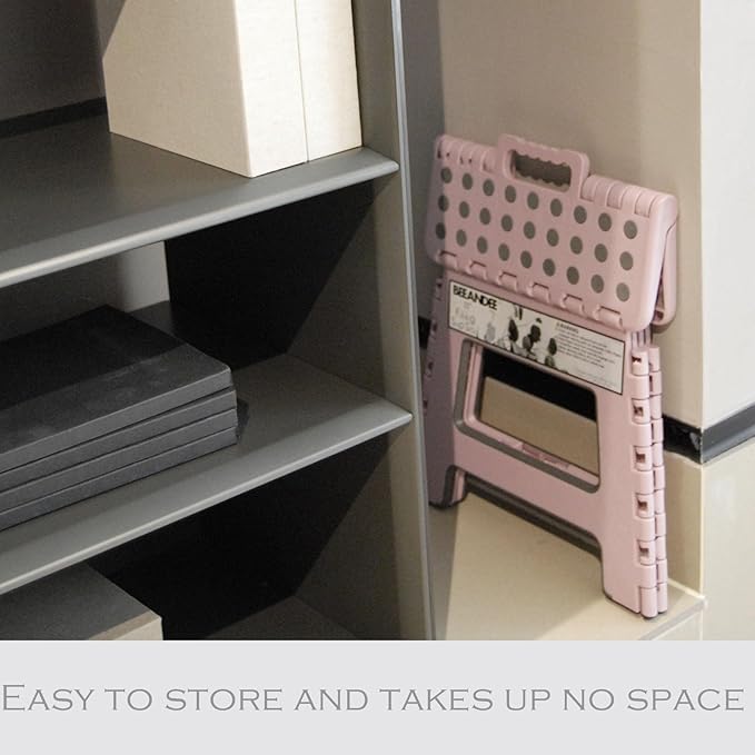 Foldable Step Stool Sturdy Safe Enough - Holds up to 300 Lb - 11 inch Footstool for Adults or Kids, Folding Ladder Storage/Opens Easy, for Kitchen,Toilet,Camping (Dusty Pink Puple)…