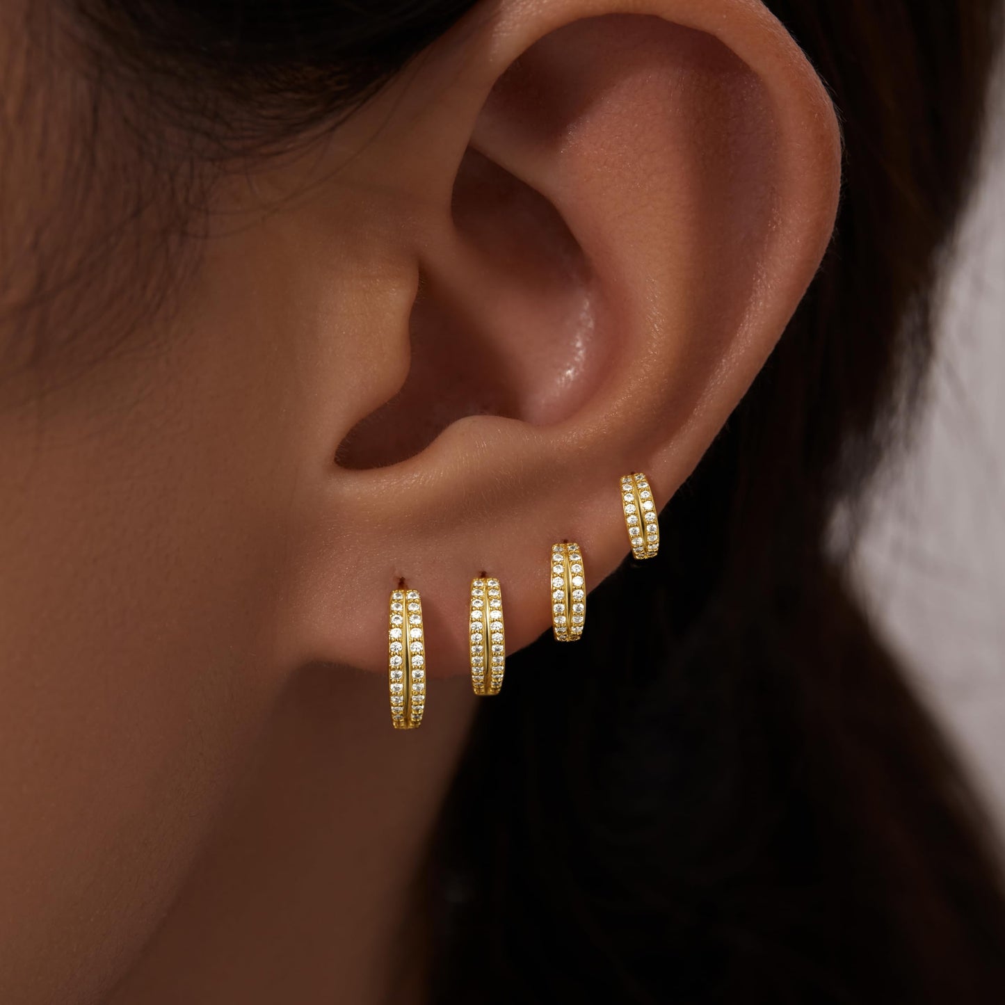 Gold Double Hoop Earrings for Women,Huggie Small Stack Cartilage Hoop Earring Sets for Multiple Double Piercing, Conch Helix Rook Tragus Daith Piercing Gold Clip On Jewelry Set Gifts