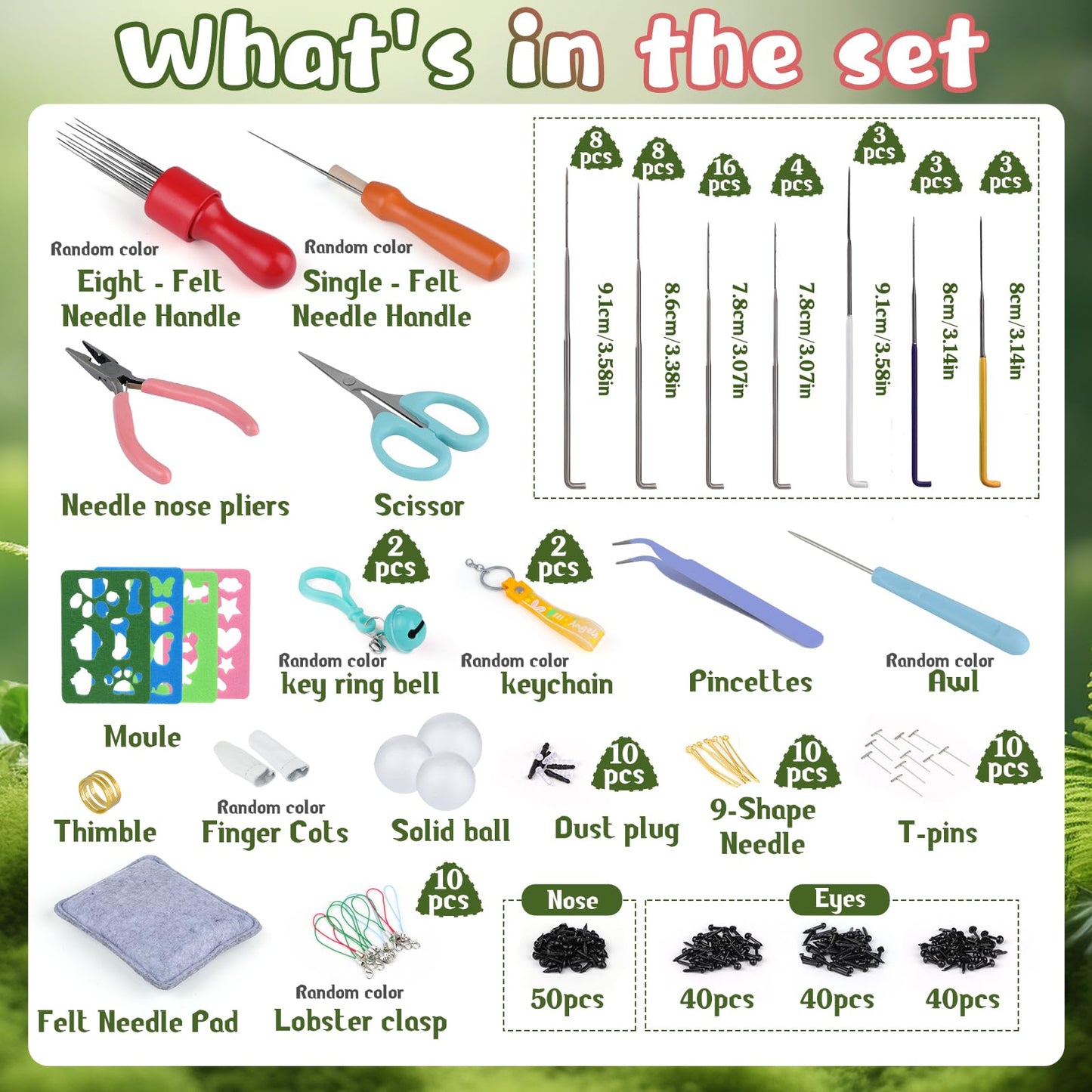 Needle Felting Kit for Beginners, Wool Roving 40 Rolls, Felting Needles, Needle Felting Tools Kit with Spiral, Cone, Triangle Felting Needles,Wool Felting Pad, Felting Supplies