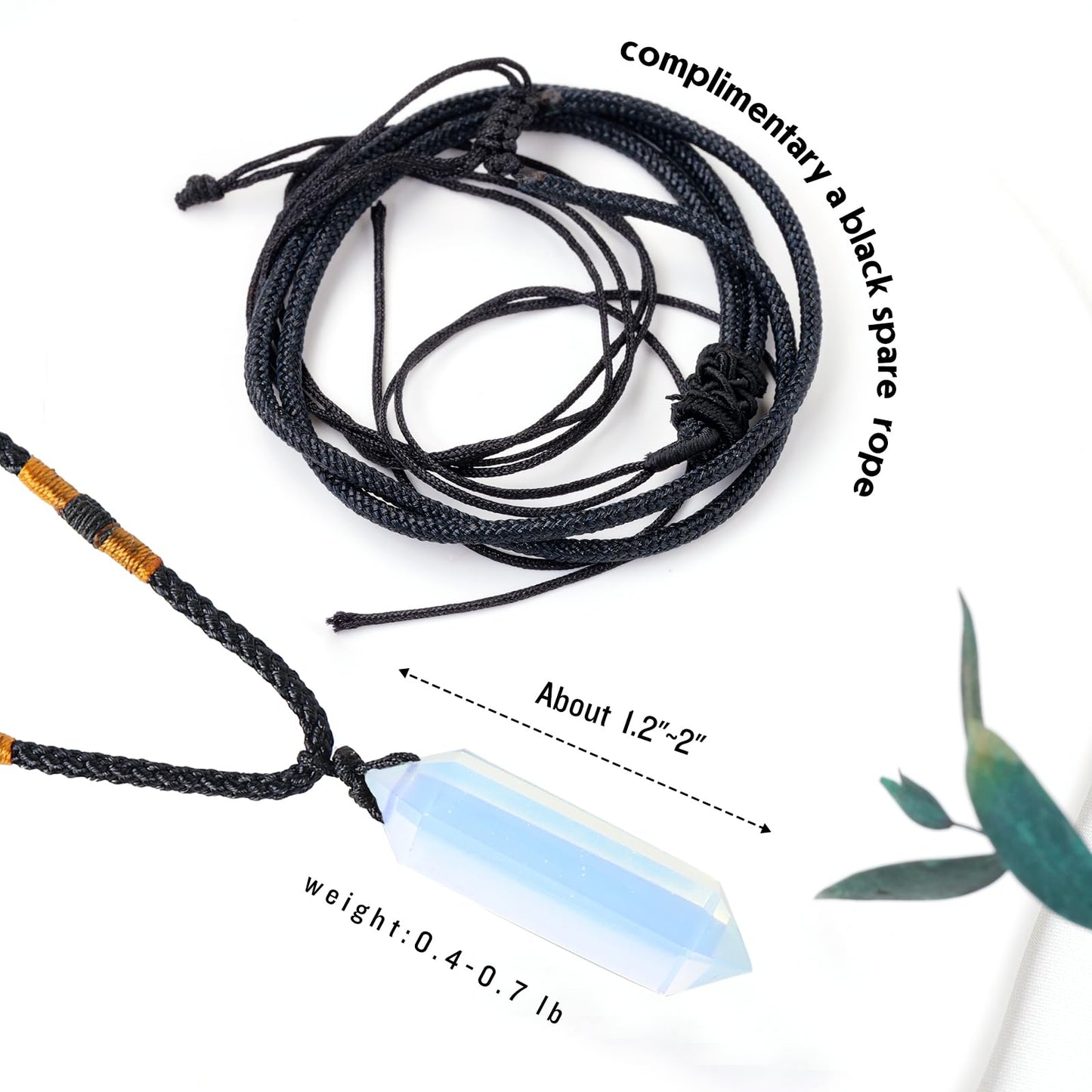 Runyangshi Opal Healing Crystal Pendants, Double Pointed Crystal Quartz Necklace 6 Faceted Chakra Crystal Wand Stone
