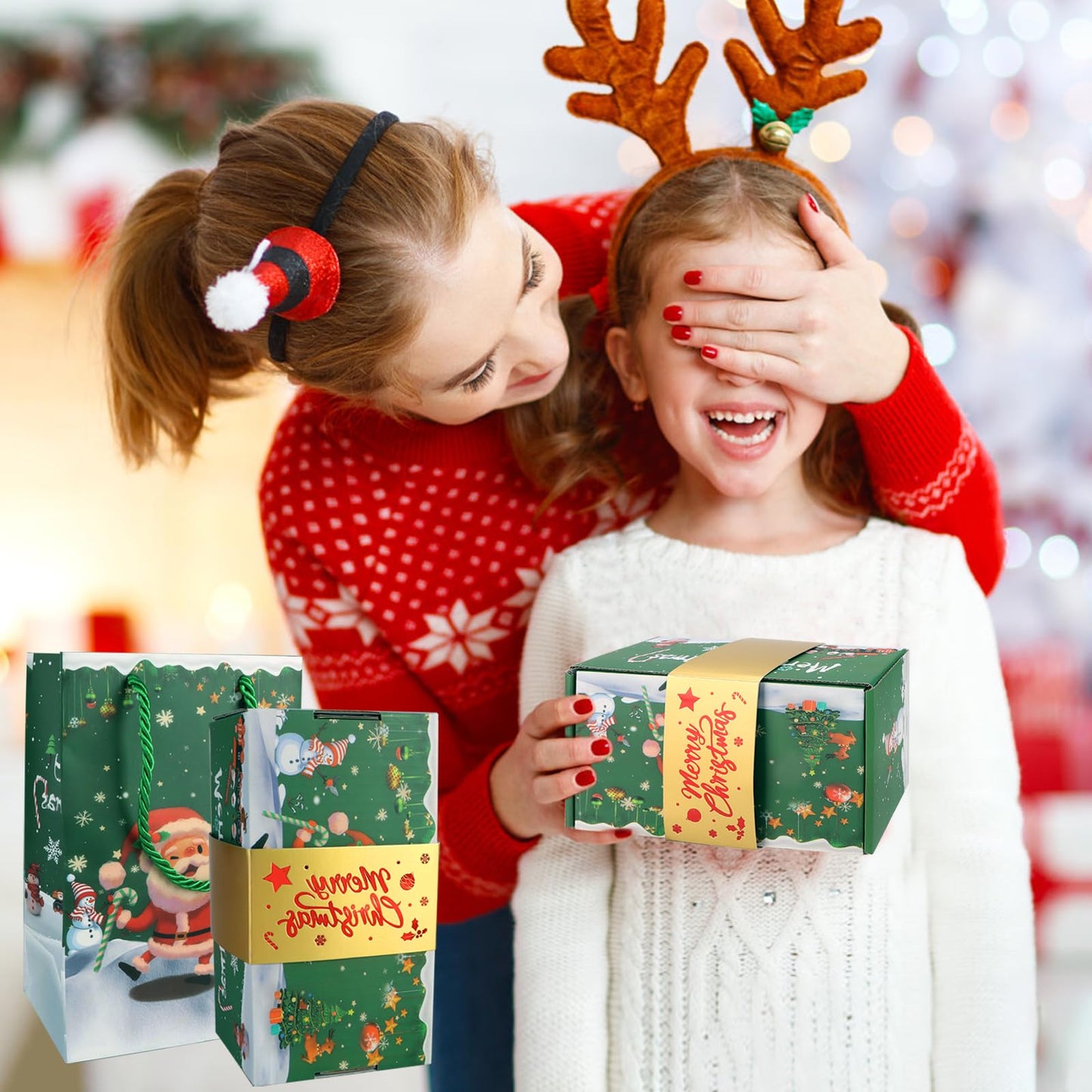 Surprise Gift Box Explosion for Money, Unique Folding Bouncing Red Envelope Gift Box with Confetti, Cash Explosion Luxury Box for Birthday Anniversary Valentine Proposal - Green Christmas