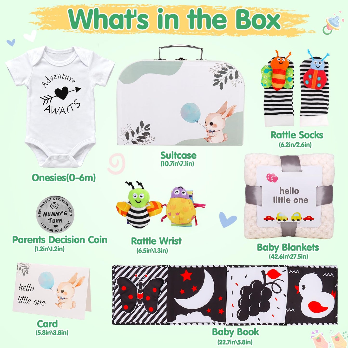 Topsochir Basket for Newborn & Baby Sensory Toy 0-6 Month Music Caterpillar Toy
