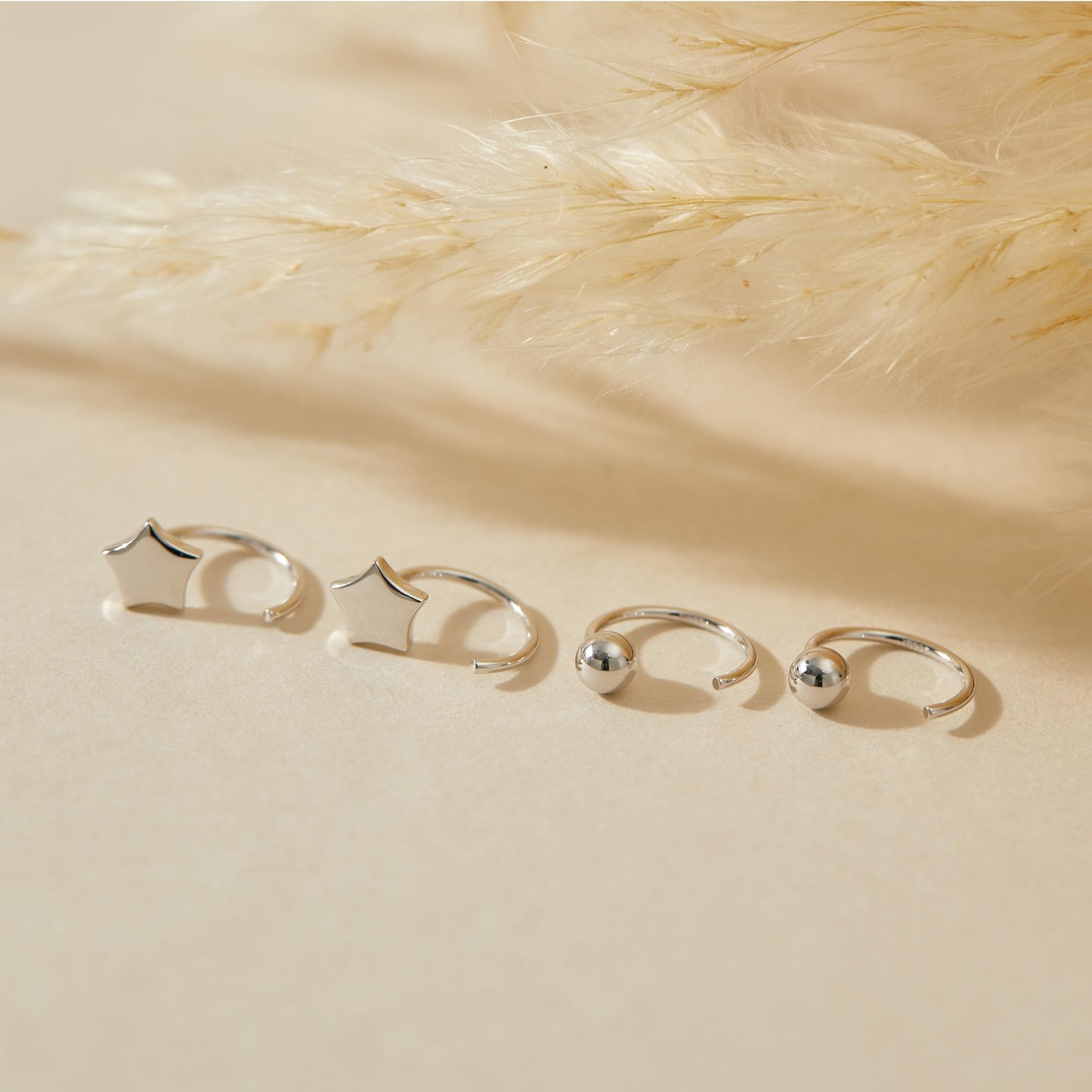 Half Hoop Earrings 925 Sterling Silver Ball Huggie Hoop Earrings Small Huggy earrings for women