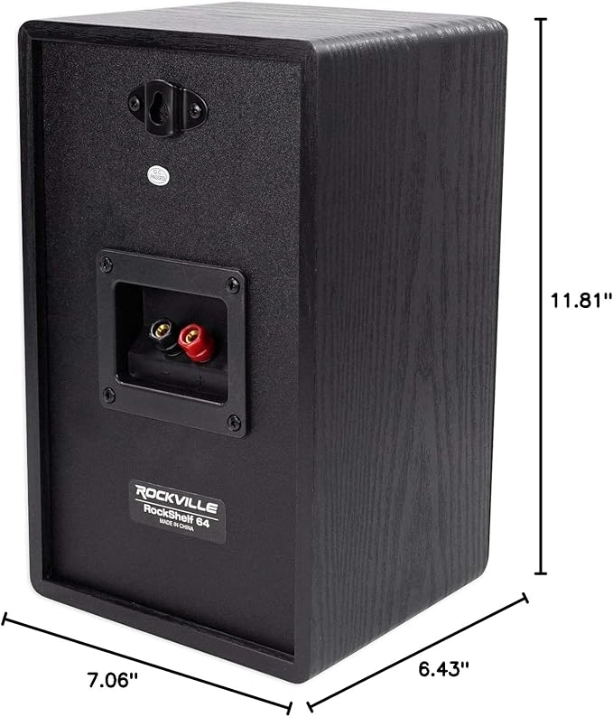 Rockville Pair RockShelf 64B V2 400W Black 6.5" Bookshelf Speakers, 4 Ohm, Kevlar Woofers, Silk Dome Tweeter, Wall-Mountable, for Home Theater and Music Enthusiasts