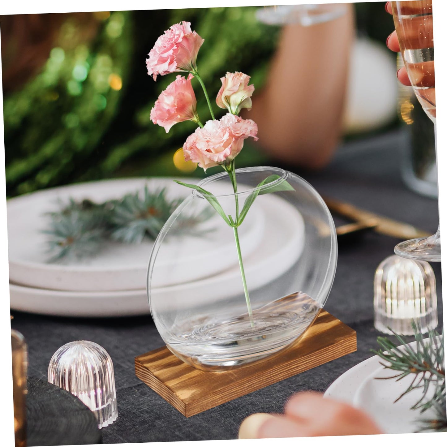 Mipcase 2sets Wooden Vase Glass Terrarium Indoor Plant Wall Garden Propagation Terrariums