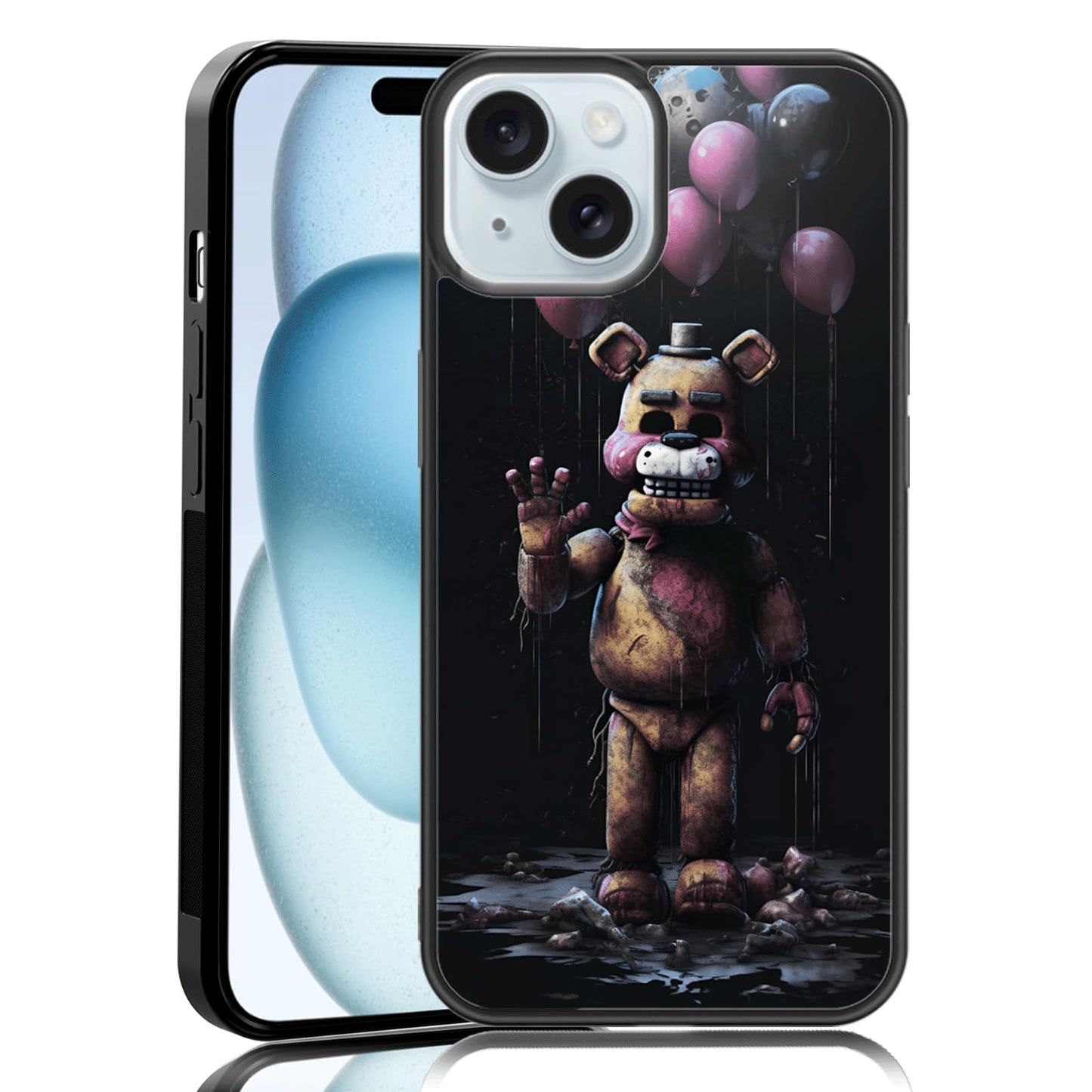 MMYAJT Black Cute Phone Case Fit for iPhone 15, TPU Shockproof Protective iPhone Case Horror Video Game Phone Cover Gift for Boy Girl Men Women