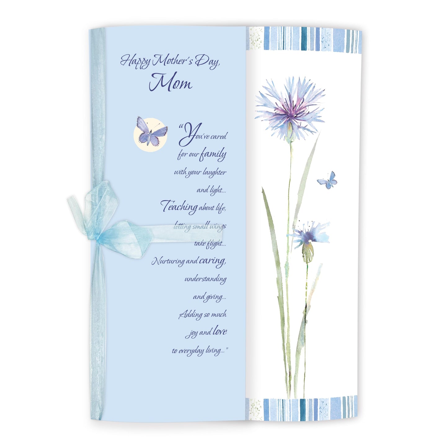 Designer Greetings Jumbo Mother’s Day Card, “With Your Laughter and Light” Blue Cornflowers (12.5 x 8.75 Inch Card with Gift Box)