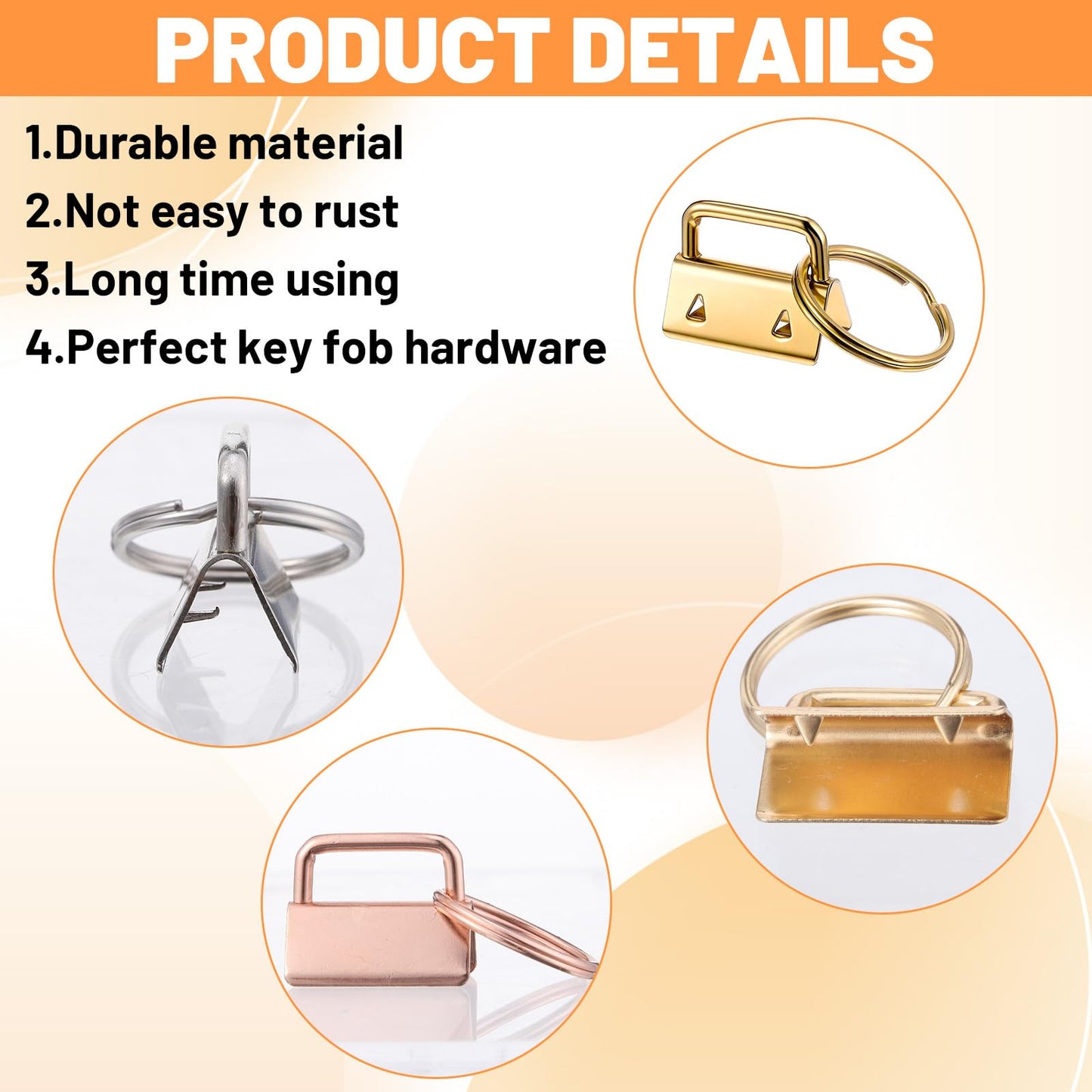 144 Pcs Keychain Hardware Set Key Fob Hardware Set - 48 Pcs 1 Inch Keychain with Keyring, 48 Pcs Colorful Leather Keychains Tassel and 48 Pack Swivel Snap Hooks for DIY Craft Supplies (Multicolor)