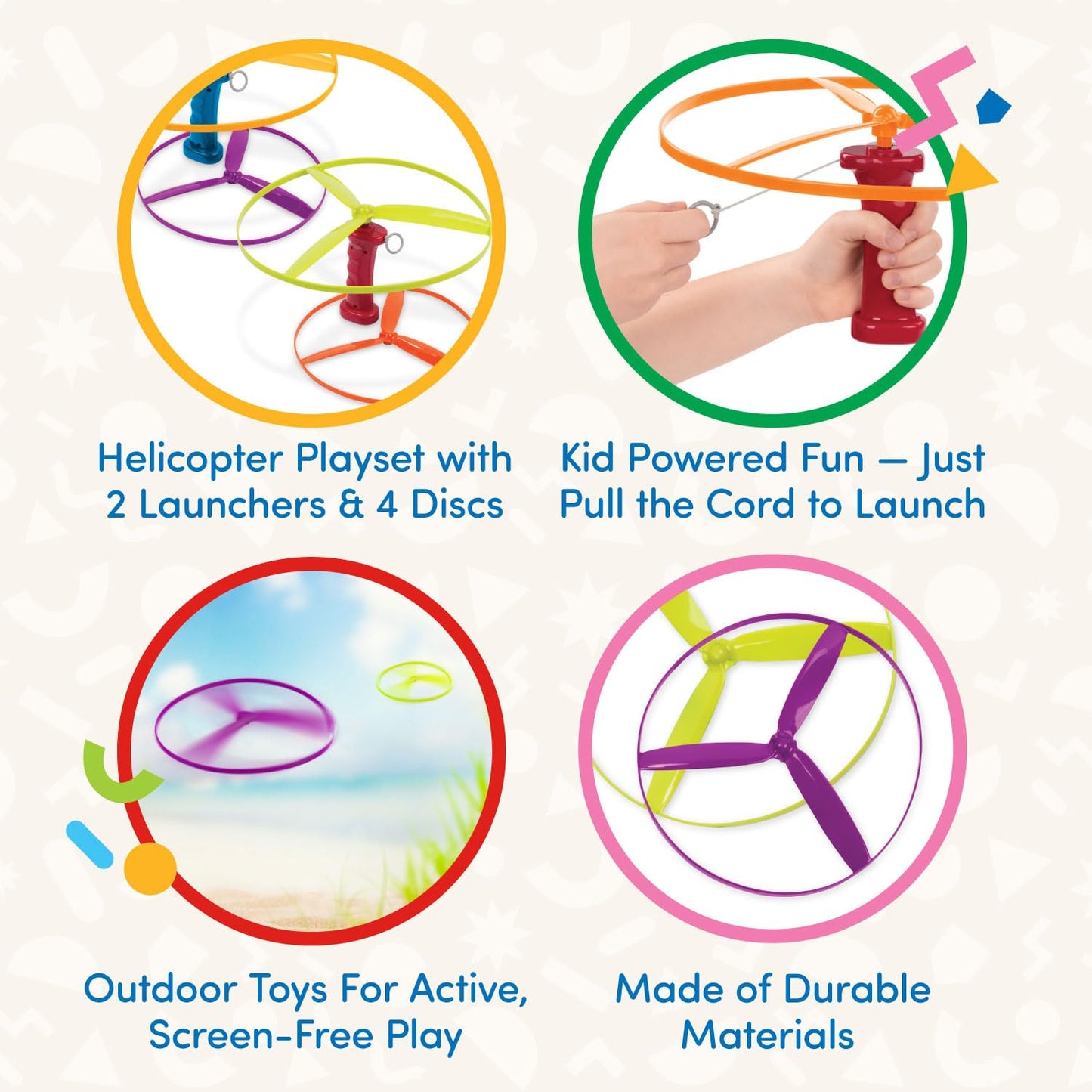 Battat – Flying Disc Toy – 2 Launchers & 4 Discs – Helicopter Playset – Outdoor Toys for Summer – 3+ Years– Skyrocopter