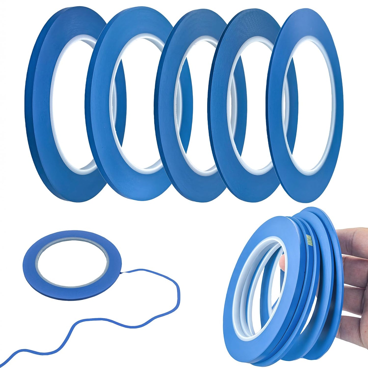 JINBING High-Temp Vinyl Fine Line Fineline Masking Tape Automotive Paint for Curves Blue 1.5mm 2mm 2.5mm 3mm 4mm 5mm 6Rolls