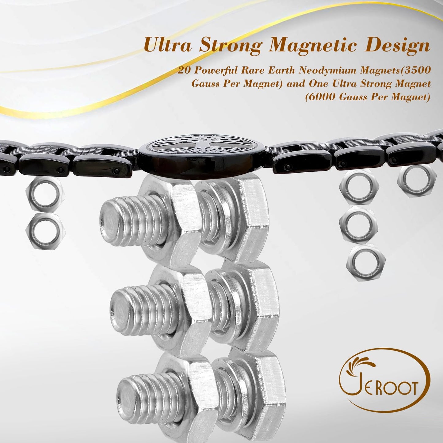 JEROOT Ultra Strength Magnetic Bracelet for Women | 3500-6000 Gauss Neodymium Magnets | Magnetic Therapy Jewelry with Adjustable Tool & Gift Packaging