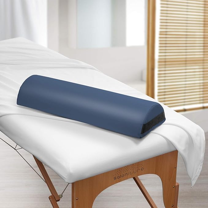 Saloniture Jumbo Half Round Massage Table Bolster Pillow Pad - 26 x 9 x 4.5 Inch - Blue