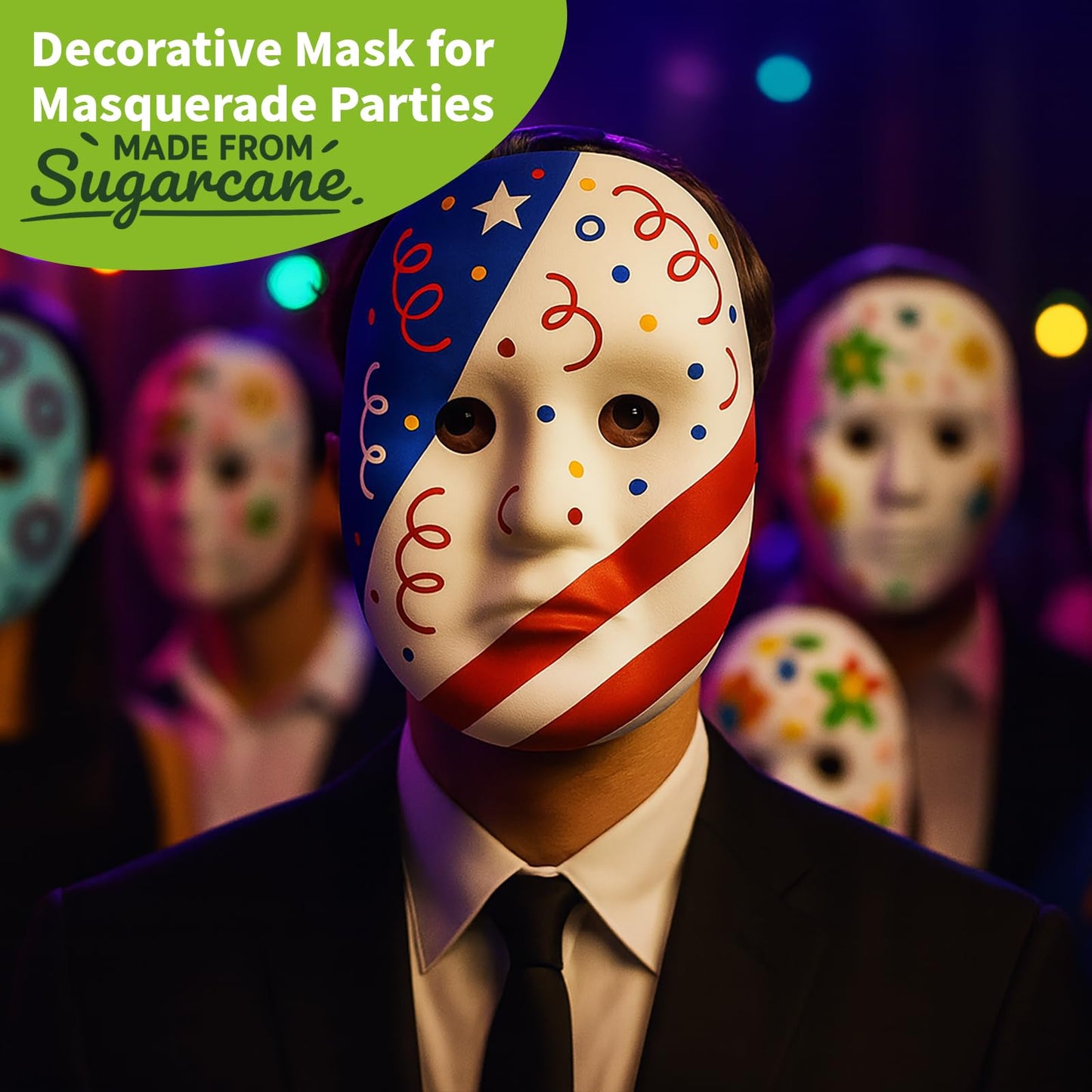 Lxins ECO Paper Mache Blank Full Face Masks for Crafts, 14 Pack Paintable White DIY Masks, Assorted 2 Styles for Art Projects, Classroom & Party Activities