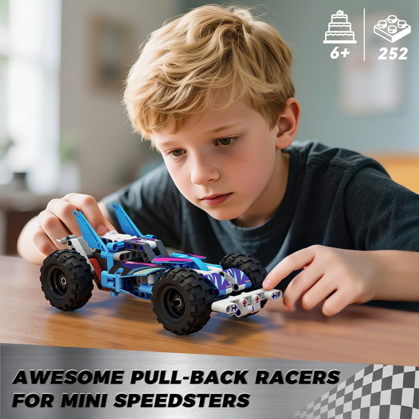 Glikid Technic 9 in 1 Pull-Back Car Building Set - Off-Road Race Vehicle Models for Boys and Girls, STEM Engineering Toy for Kids Ages 8 and Up | Ideal Gift for Birthdays