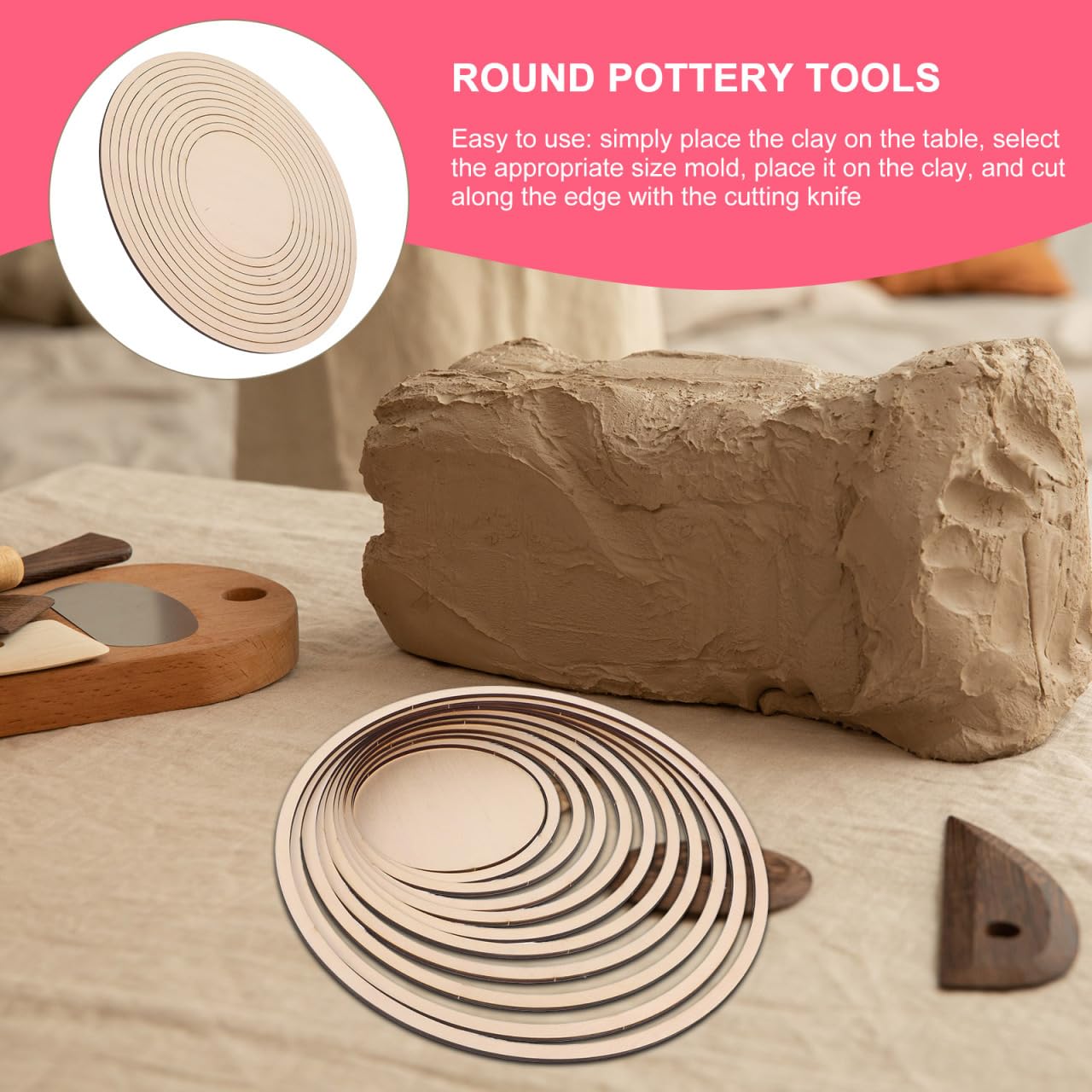 STOBOK DIY Pottery Tools and Supplies Wooden Geometric Rail Set for Ceramic Cutting Printing Pottery Cutting Tools for Clay Modeling