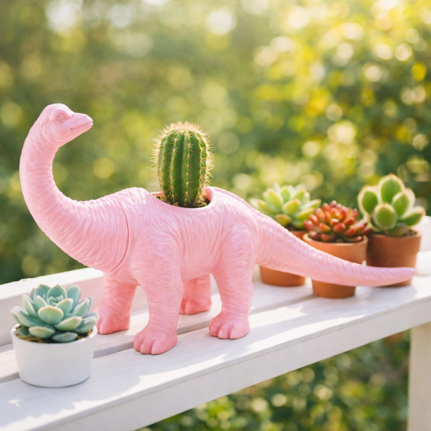 AUNMAS Dinosaur Planter Pot, Small Decorative Flower Pot for Indoor Plants, Cute Desktop Decor for Home Office, Holder (Pink)