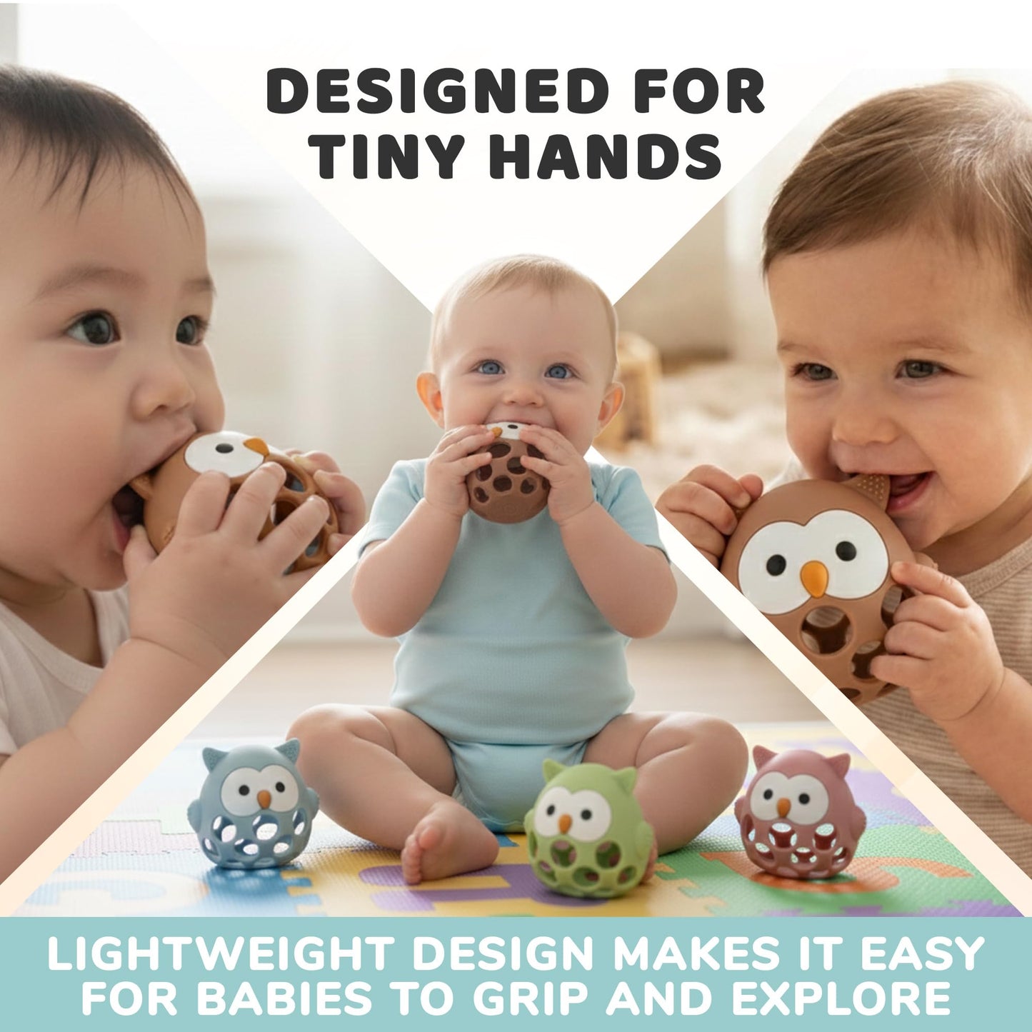 Baby’s Way Teething Toy – Owl Silicone Teether Toy for Babies 3–6 Months Toys for 6–12 Months – Baby Teething Relief, Silicone Teethers for Babies