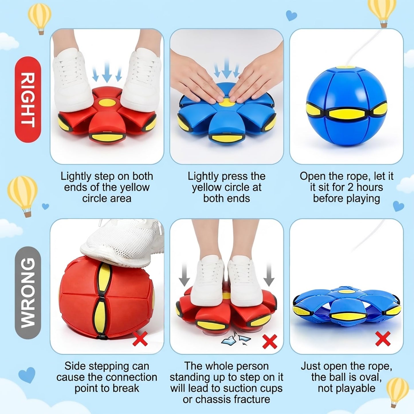 Magic Ball,Magic Meta Ball,Magic Bouncing Balls with 6 Light, Dual Form Freely Switchable,Pet Flying Saucer, Foldable,Suitable for Indoor & Outdoor Use (Red)