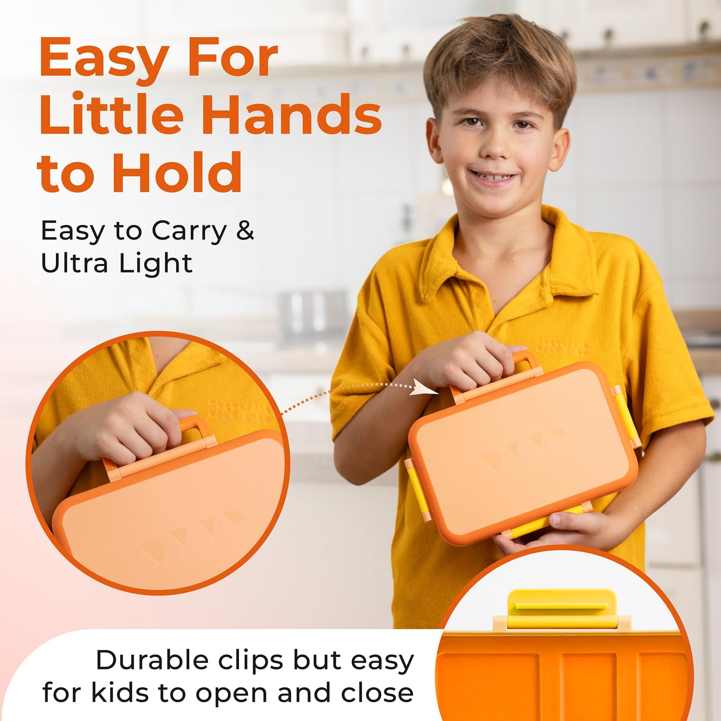 OVVE Ultimate Kids Bento Box & Cutlery Set - Leakproof Lunch Box for Kids with Interchangeable Inserts, BPA-Free, Dishwasher & Microwave Safe - Lunch Containers for School & Preschool (Orange)