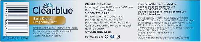 Clearblue Early Digital Pregnancy Test, Early Detection at Home Pregnancy Test, 3 Ct (Pack of 2)