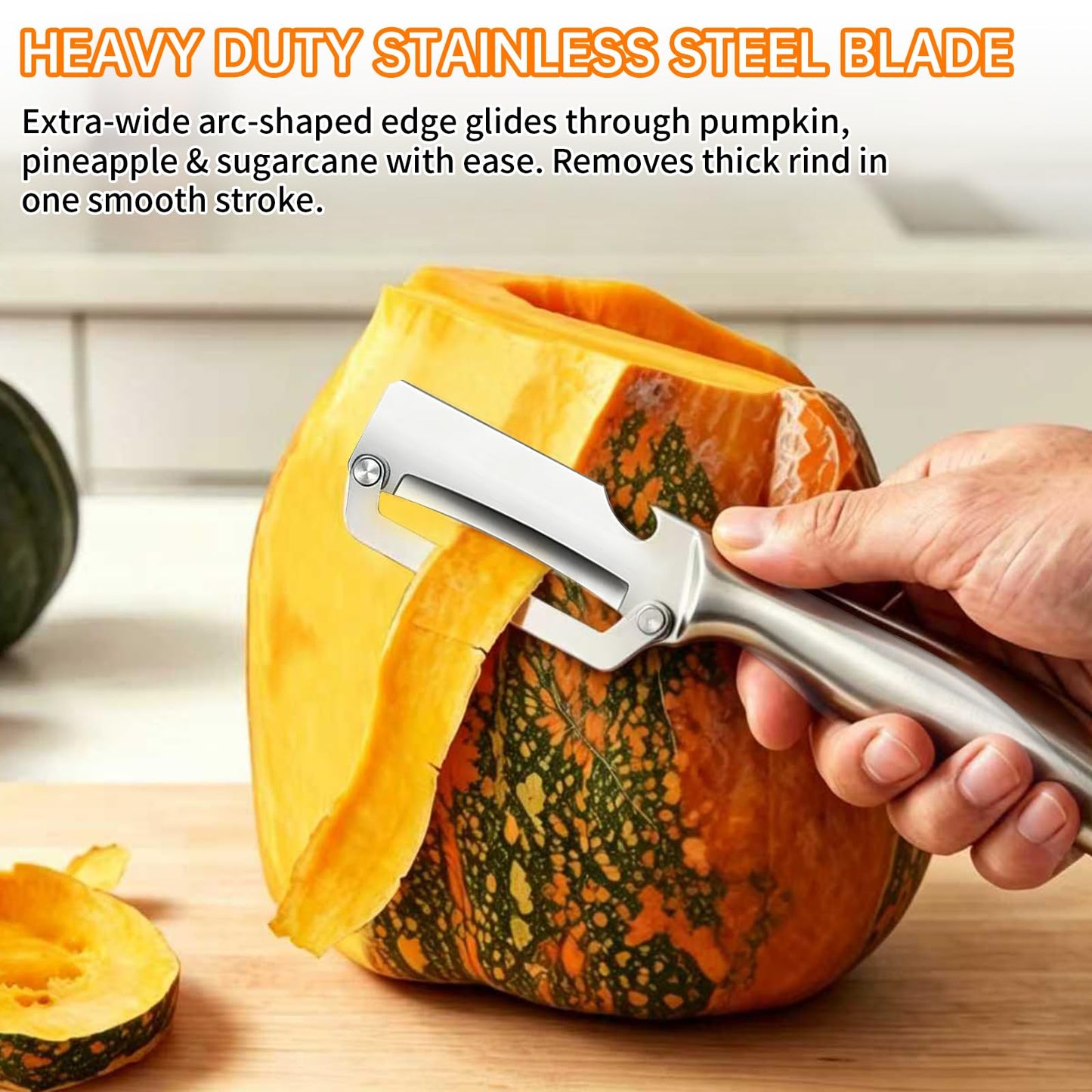 2-in-1 Multifunctional Vegetable Peeler for Kitchen, Heavy Duty Stainless Steel Blade with Wide Arc-Shaped Edge, Premium Fruit and Vegetable Peeler for Butternut Squash Pumpkin Pineapple Sugarcane