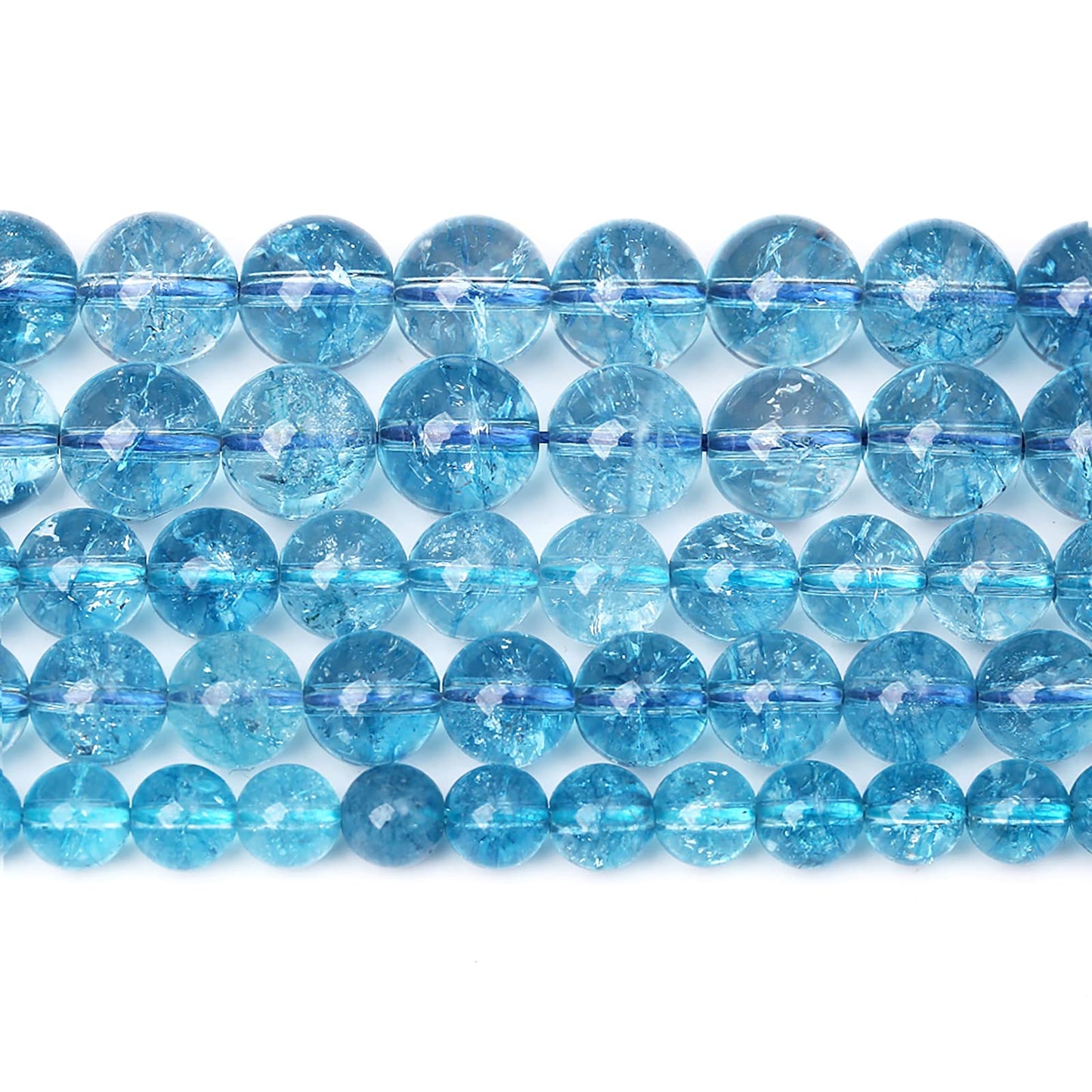 6mm 61pcs Blue Topaz Crystal Quartz Natural Stone Round Loose Beads for Jewelry Making DIY Bracelet Necklace Earrings
