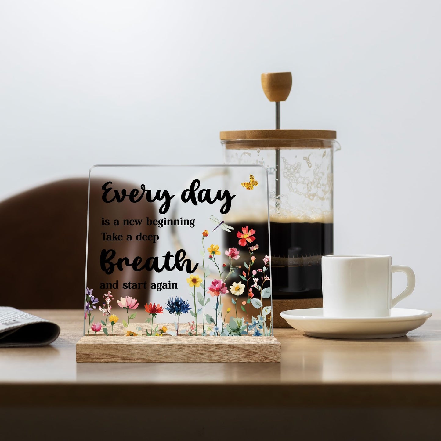 Inspirational Office Desk Decor Gifts for Women, Every day is a New Beginning Motivational Decoration for Home