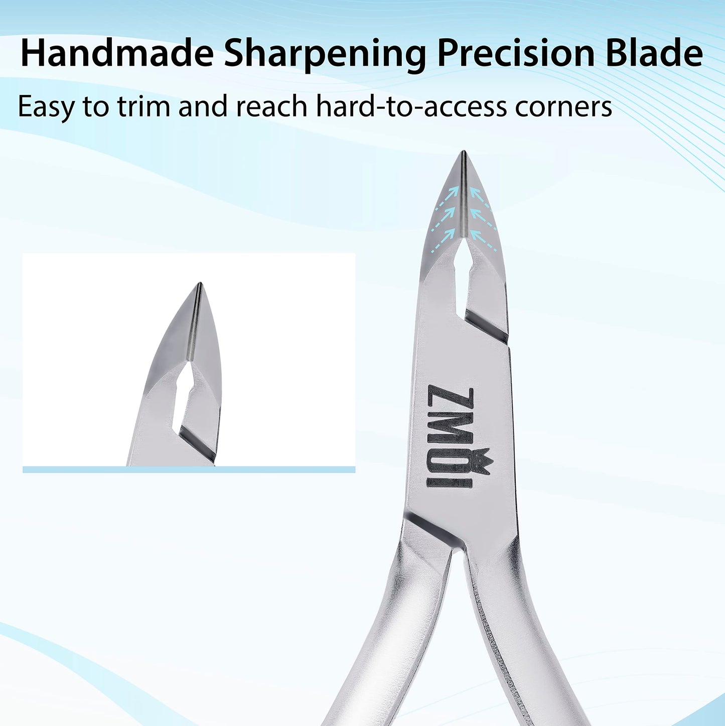 ZMOI Cuticle Nippers – Professional Cuticle trimmer – Premium Stainless Steel Cuticle Remover Tool – Cuticle Cutter for Cuticle Trimming and Hangnails (Single Spring - Haft Jaw 5mm)