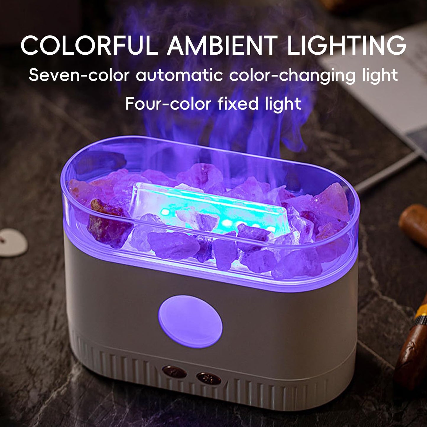 YALEDI Aromatherapy Essential Oil Diffuser, 3-in-1 Himalayan Salt Lamp Diffuser with 7 Color Lights, 200ml Ultrasonic Cool Mist Humidifier for Home Bedroom Yoga, Himalayan Pink Salt Therapy (Black)