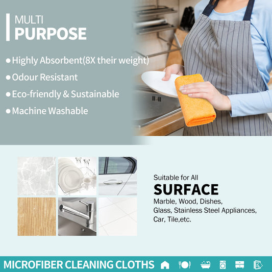 HOMERHYME Microfiber Cleaning Cloth, 100 Pack Cleaning Rags, 12" x 12" Shop Towels, Lint Free Reusable All Purpose Microfiber Towels for Cars Kitchen House Office Automotive