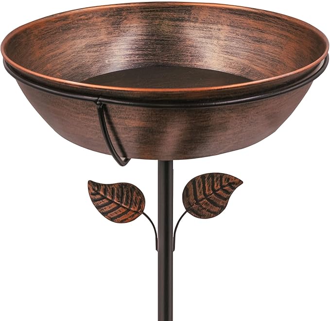 OUISJYER 13" Metal Bird Bath for Outside 3" Deep Removable Bowl with Stake
