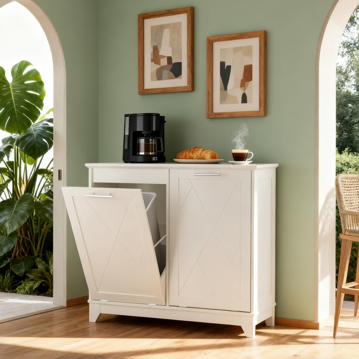 Double Tilt Out Trash Can Cabinet