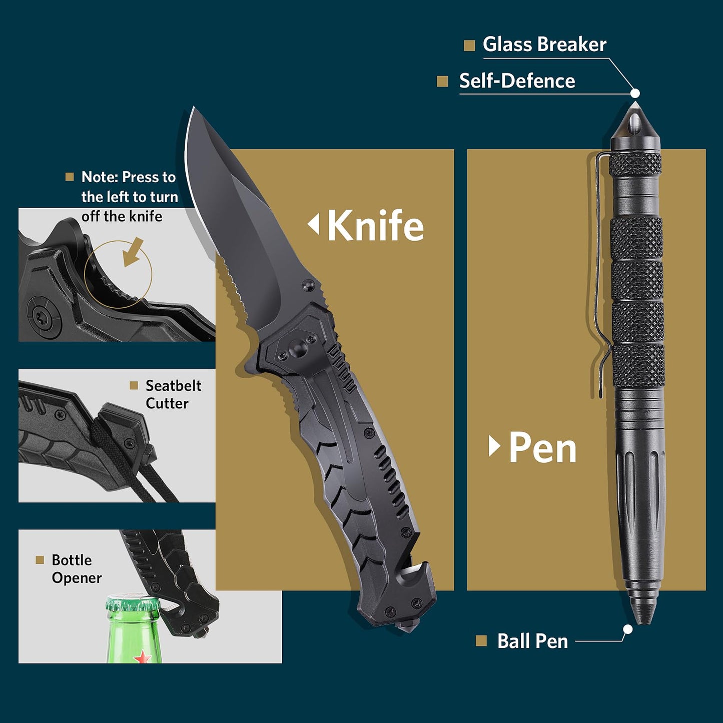 ABPIR Gifts for Christmas Survival Kits for Men Dad Husband Him, 13 in 1 Survival Gear and Equipment Tactical Tools for Camping Hiking Hunting Outdoor Adventure, Cool Birthday Idea