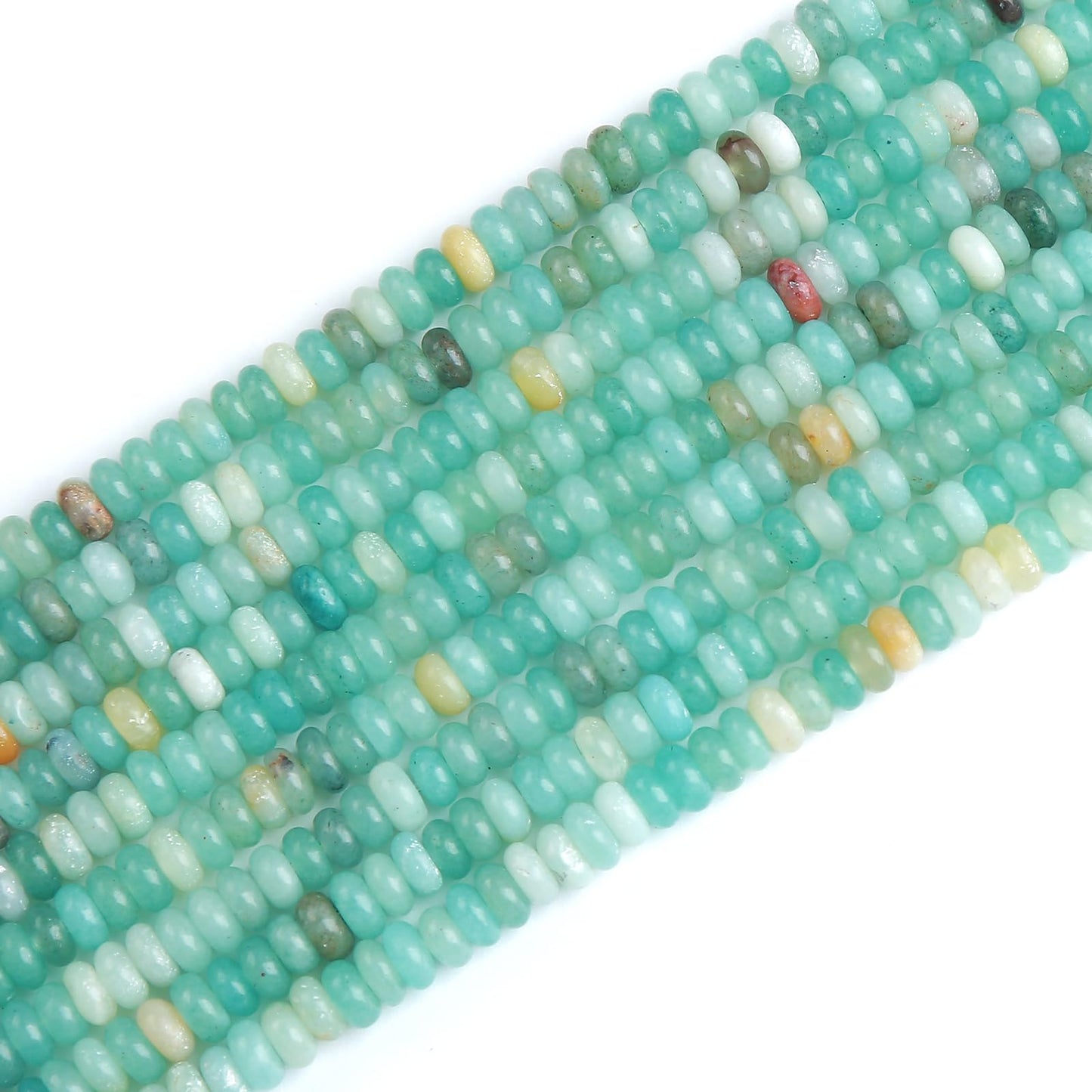 150PCS 2x4mm Natural Amazonite Rondelle Beads Abacus Disk Stone Beads Round Loose Spacer Gemstone Beads for DIY Bracelet Necklace Jewelry Making