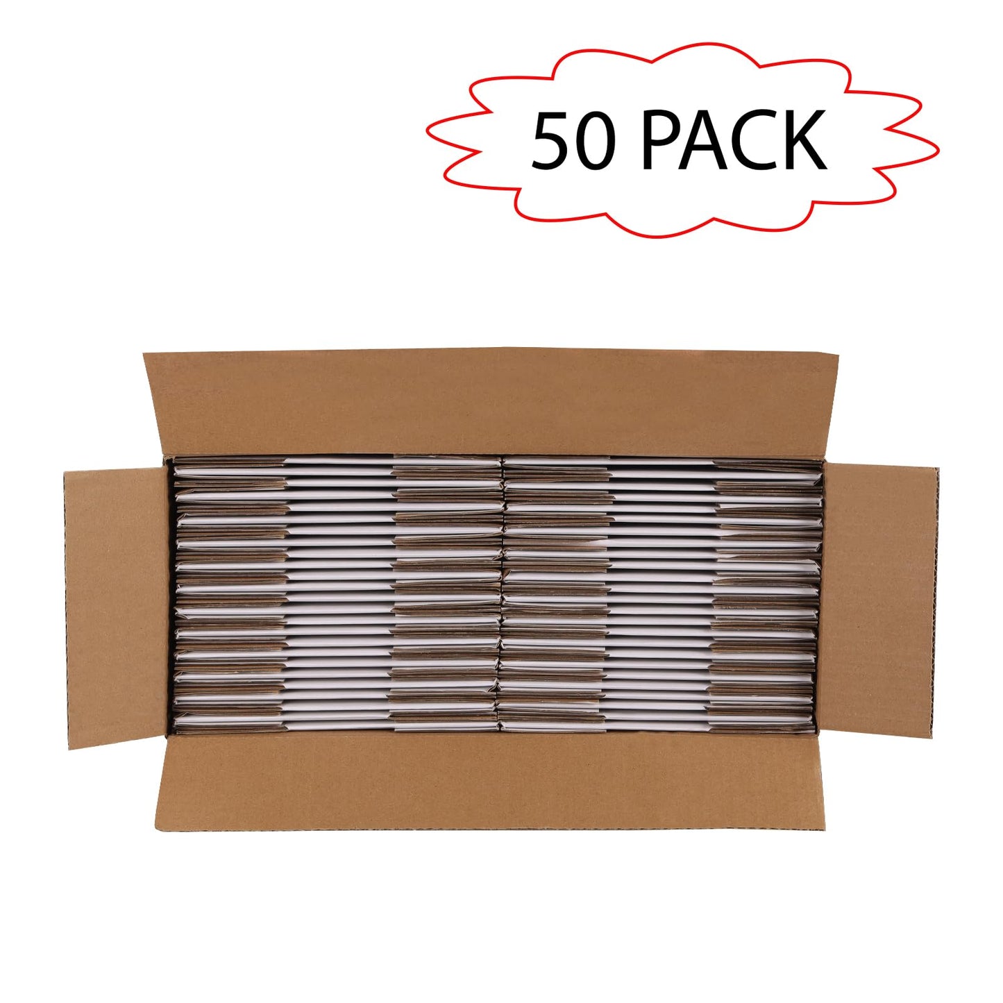 Calenzana 5x5x5 Inches Shipping Boxes Set of 50, White Corrugated Cardboard Box for Packing Mailing Small Business