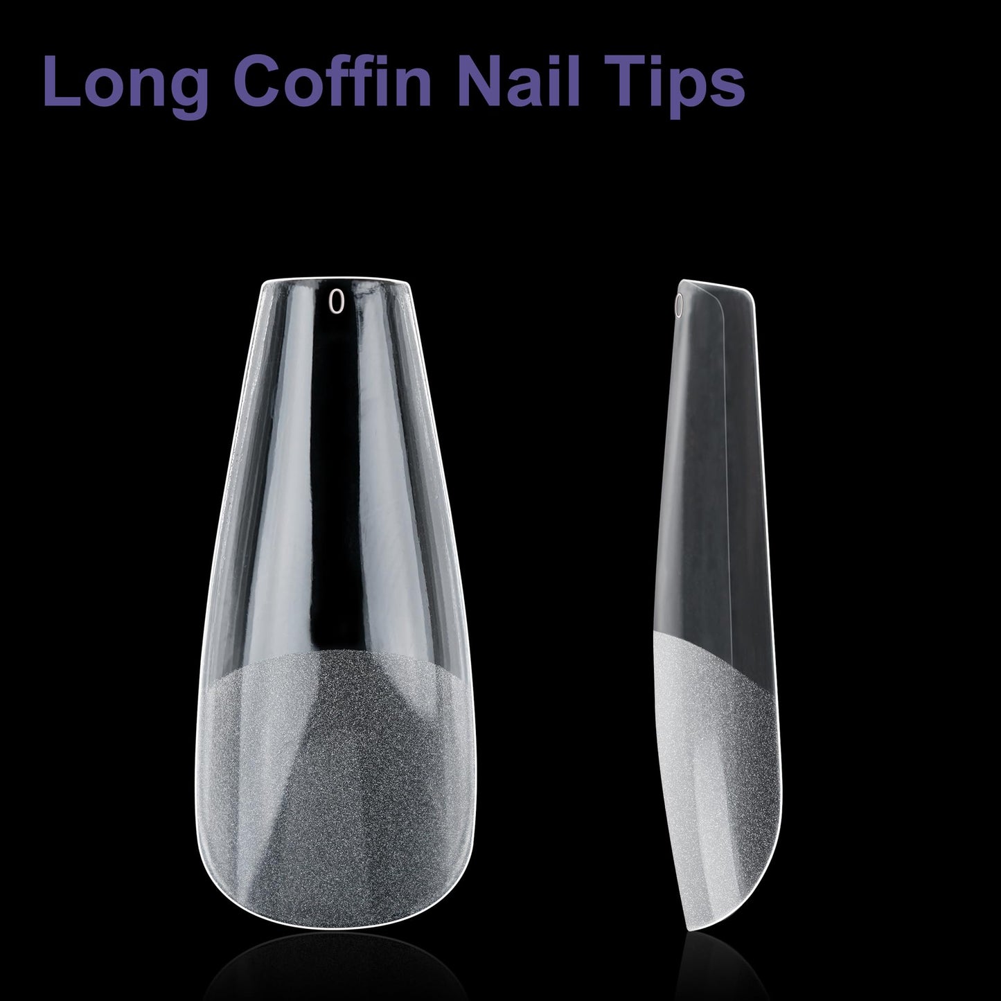 Half Matte Long Coffin Fake Nail Tips, Soft Gel Pre-Shaped Nail Tips, Full Cover False Nails with Clear Box for Nail Salons and DIY Nail Art, 600PCS/10 Sizes
