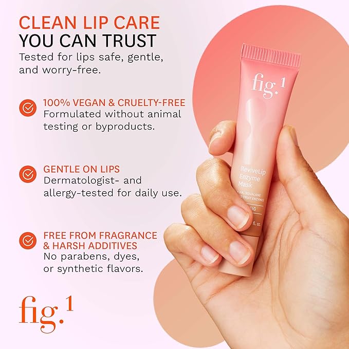 Fig.1 ReviveLip Enzyme Mask | Hydrating Lip Balm for Dry Flaky Lips – Vegan Moisturizing Lip Treatment with Papain & Hyaluronic Acid | Overnight Lip Mask | Lip Moisturizer for Sensitive Skin 0.5 oz