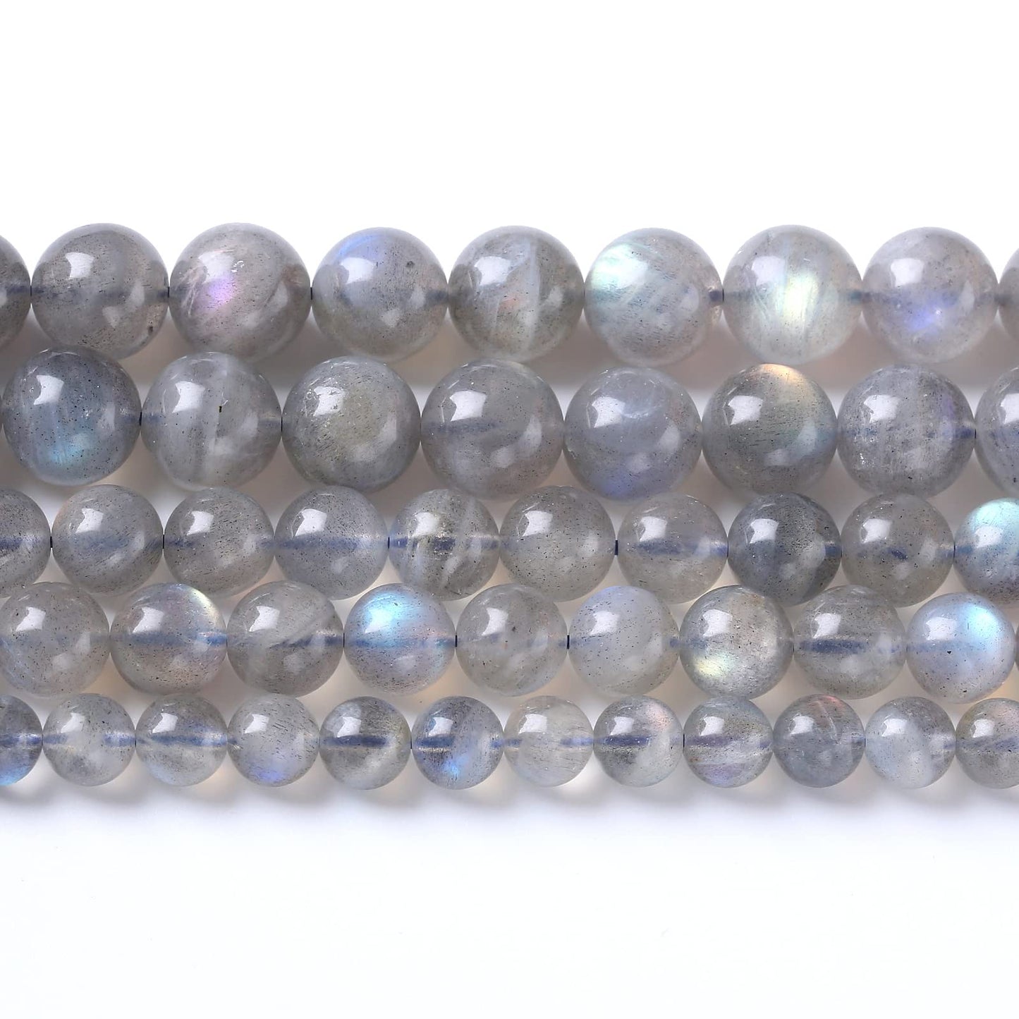 10mm 36pcs 7A Natural Gray Labradorite Gemstone Beads for Jewelry Making DIY Bracelet Necklace Accessories 15" Energy Healing Power Stone Beads (Gray Labradorite, 10mm)