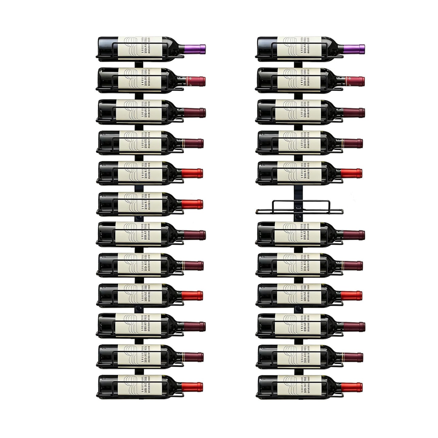 Msrorriw Modern Wall Mounted Wine Rack, Black Metal 24-Bottle Storage Display, Vertical Space Saving Design for Home Bar, Kitchen, Restaurant, Wine Cellar